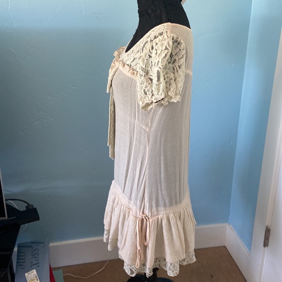Vintage style gauze dress, bow front, size large- adorable - Picture 2 of 7